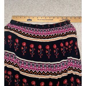 Forever 21 Boho Floral Geometric Print Ruffle Tiered Maxi Skirt Black Medium